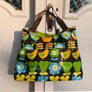 BRACIANO Glossy PVC Vintage-Print Designer Tote